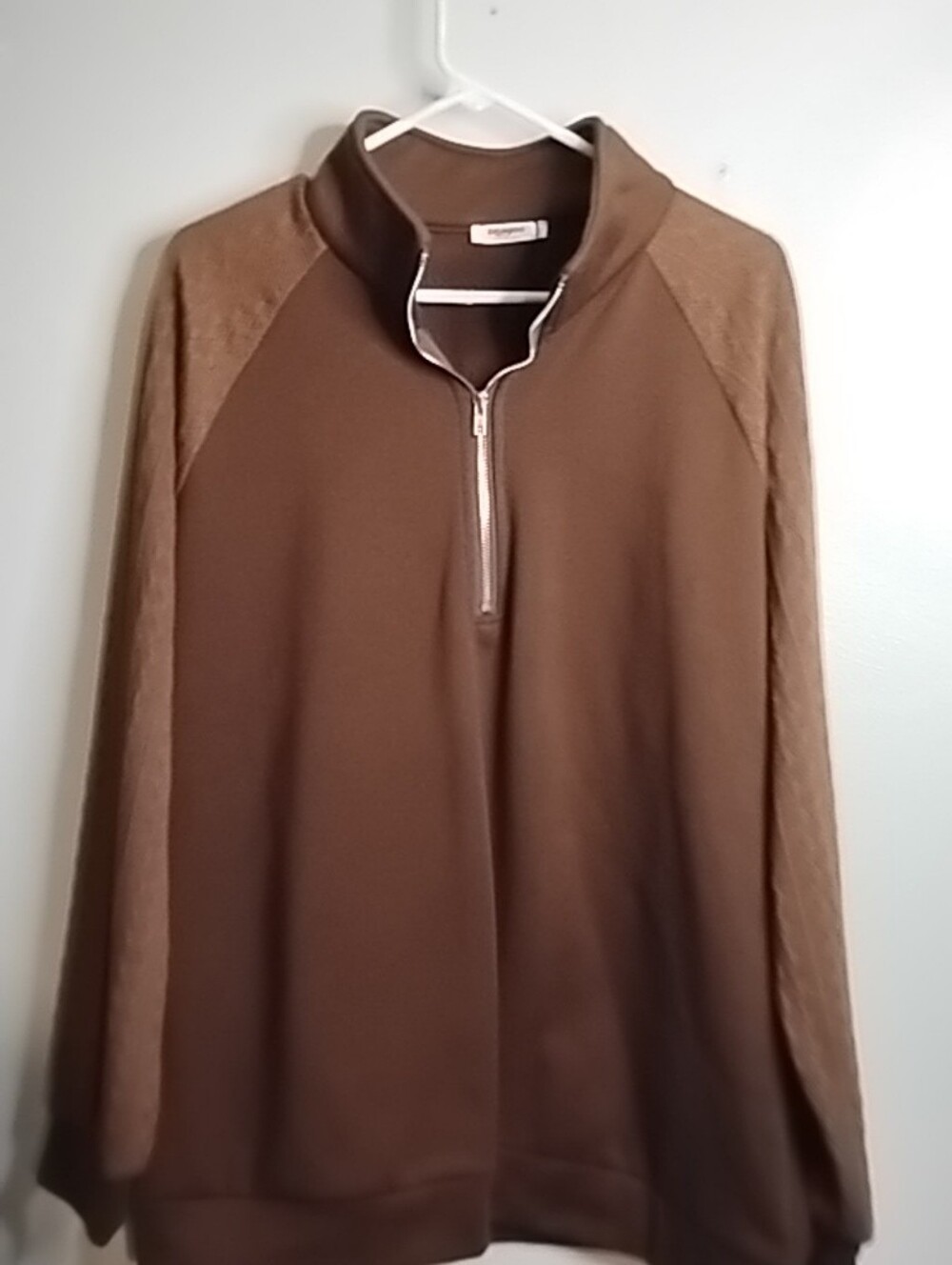 Men's Brown Zip-Neck Sweater Pullover